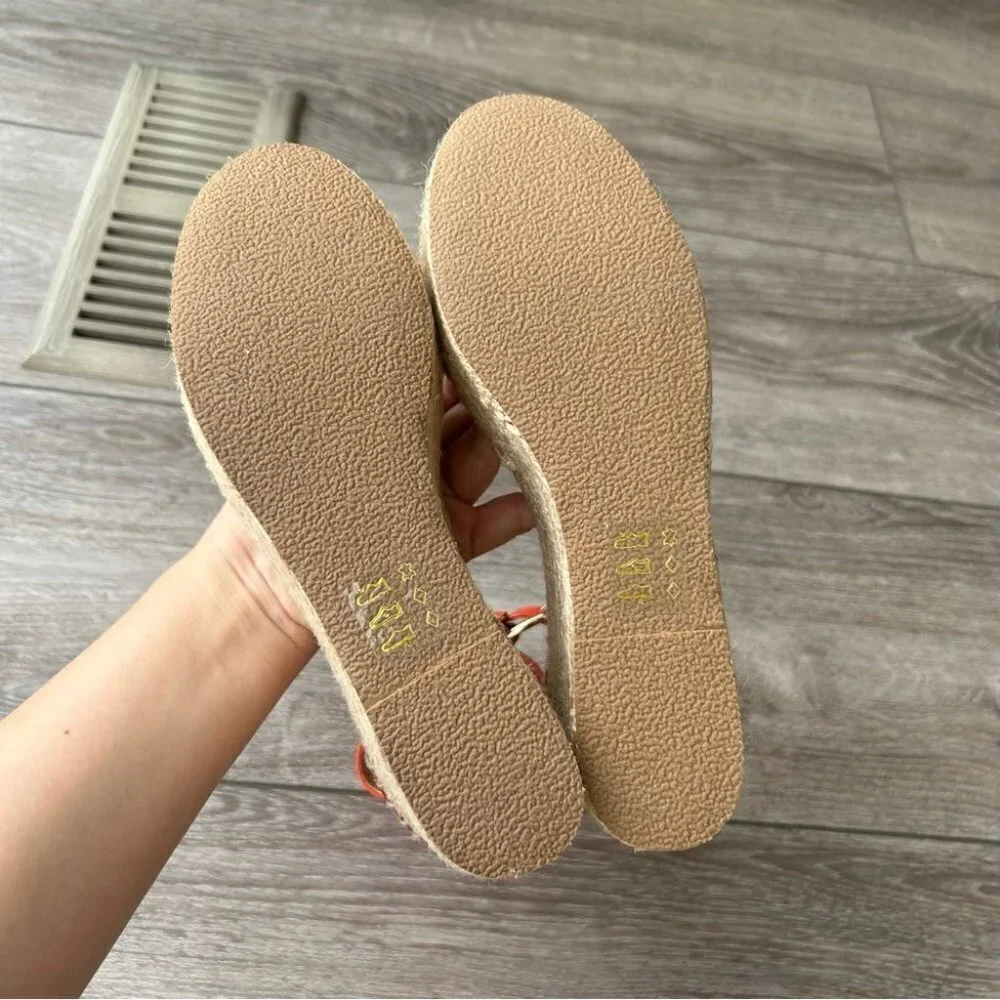 J Crew VACHETTA Leather Platform Espadrille Sandals